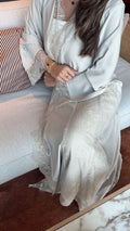 EQ04 Beige Lace Abaya
