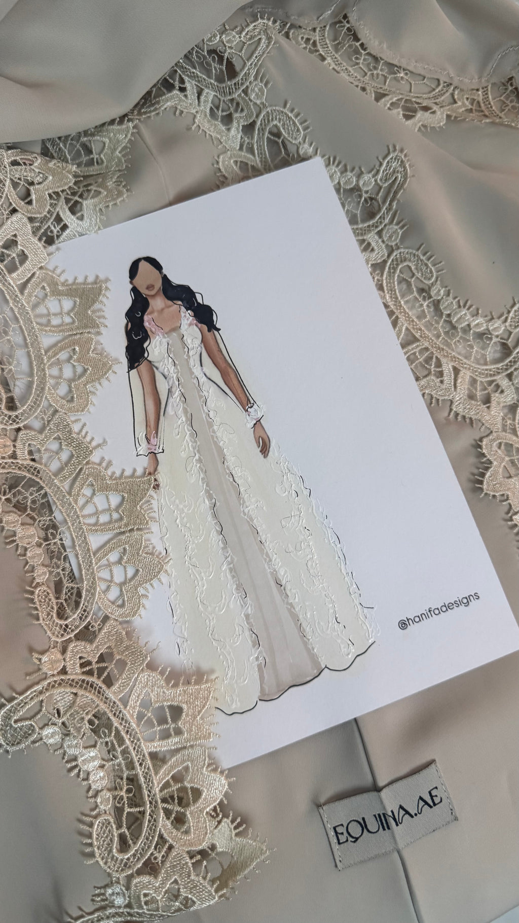 EQ06 Beige Full Lace Abaya