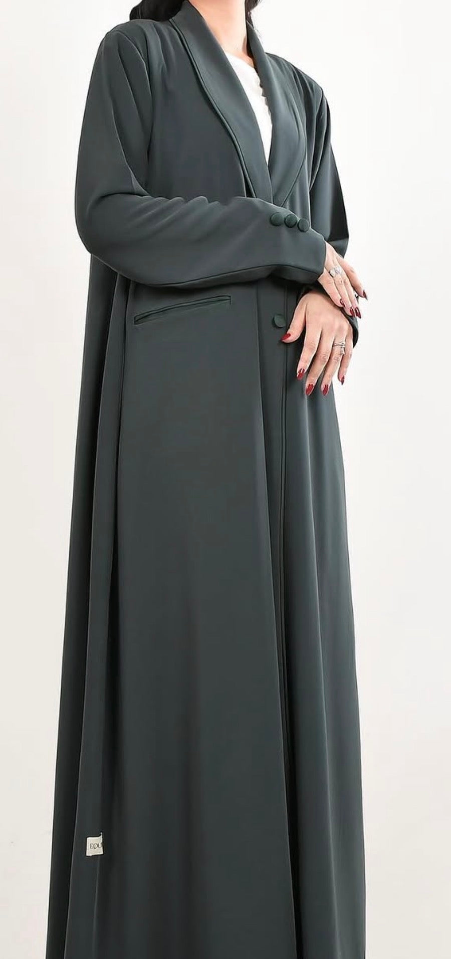 EQ012 Olive Open Abaya